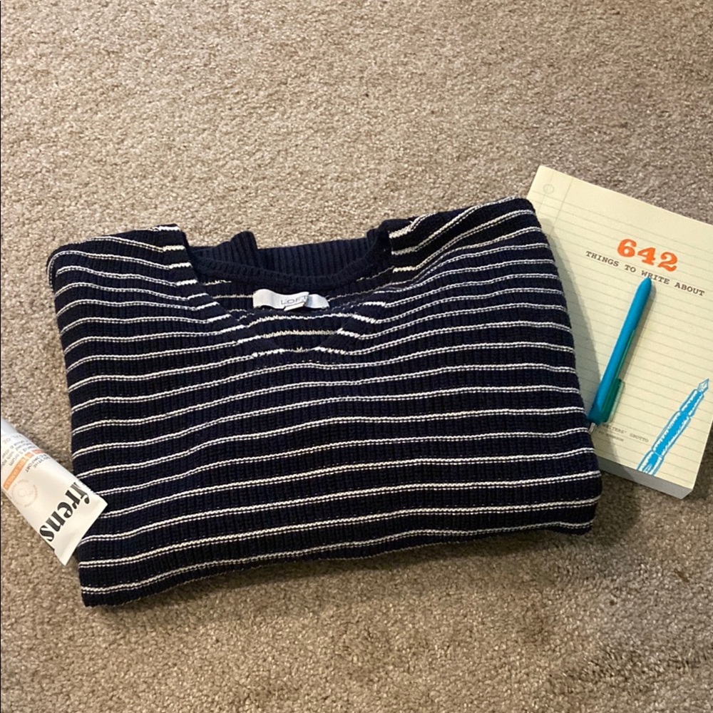LOFT Navy & White Striped Sweater